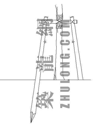 园林树木栽培施工资料下载-园林树木支架详图—四脚合掌支架