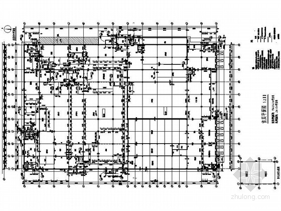 [上海]两层钢框架厂房施工图设计-两层钢框架结构厂房平面图 