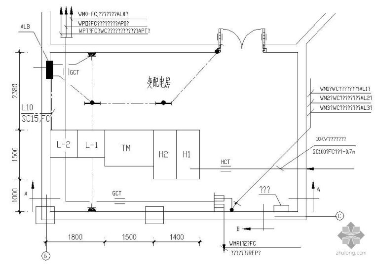 配电房建筑平面图纸资料下载-某菜市场变配电房电气图纸