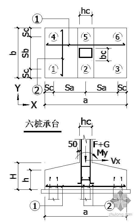 等边三桩承台钢筋构造资料下载-某六桩承台节点构造详图