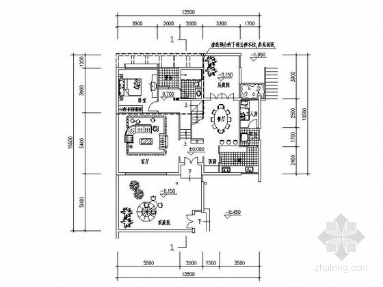 [深圳]某二层四联排徽式别墅（C型）建筑方案图- 