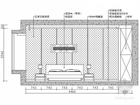 [无锡]某小区三居室CAD制图规范设计施工图（范本）-主卧立面图 