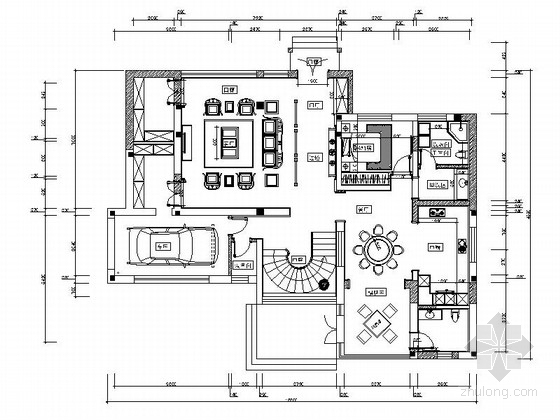 中式大别墅cad资料下载-精品雅致中式联排别墅室内CAD装修图（含效果）