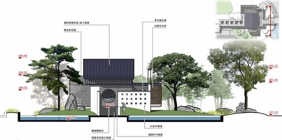 [重庆]现代中式人文社区景观规划设计方案-景观立面图