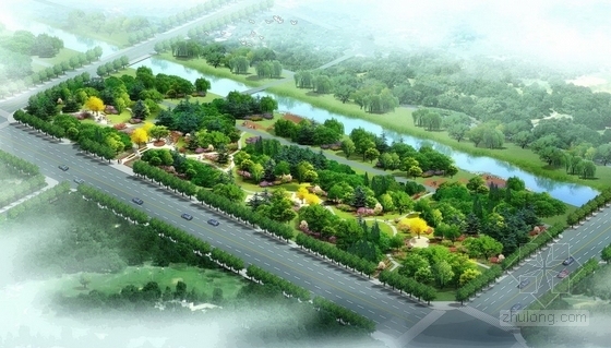 [北京]城市滨河森林公园景观规划设计方案-希望公园鸟瞰图