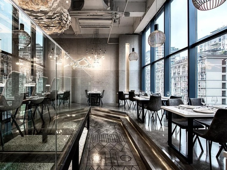 现代餐厅吊灯模型资料下载-重庆HomeRestaurant火米分子料理西餐厅