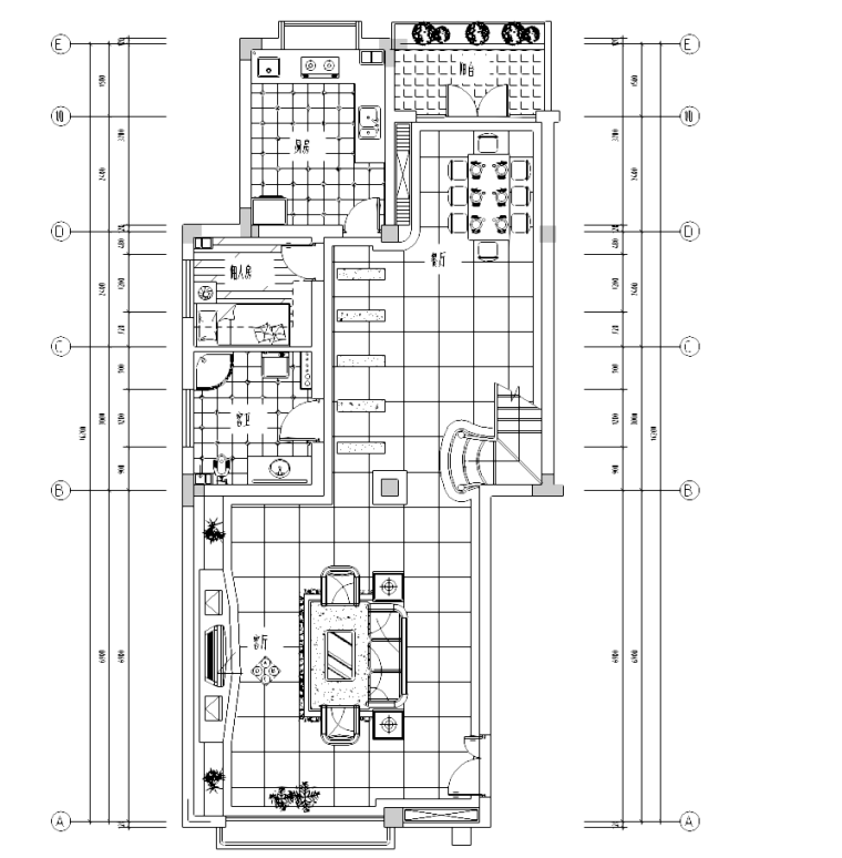 [山东]某欧式别墅室内设计施工图-三层平面图