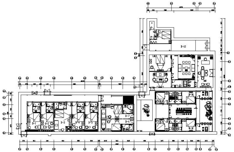 [云南]新中式特色民宿全套施工图设计（附效果图）-01 B区平面图-平面部分