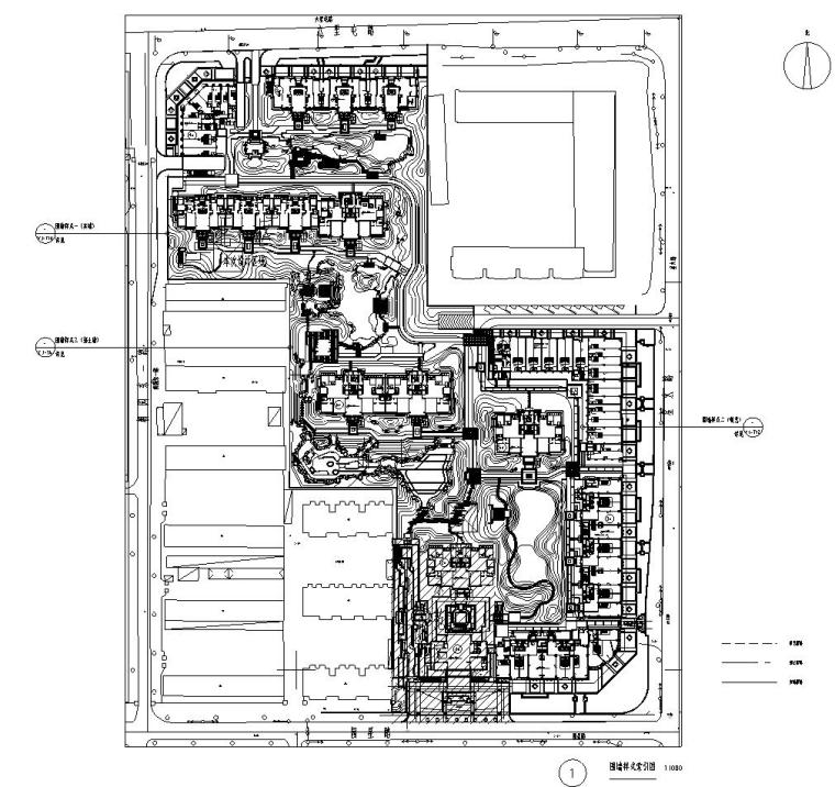 [北京]知名地产东郡居住区北区部分图纸施工图设计（CAD）-围墙样式索引图