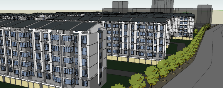 新古典居住区景观方案设计资料下载-低层居住区方案设计模型