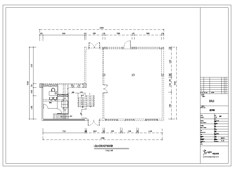 山尚厨房餐厅现代风格室内装修设计施工图及实景图-一层办公室夹层平面图