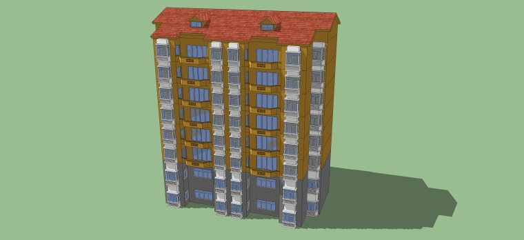 色彩斑斓的顶层住宅资料下载-坡顶层住宅建筑设计模型
