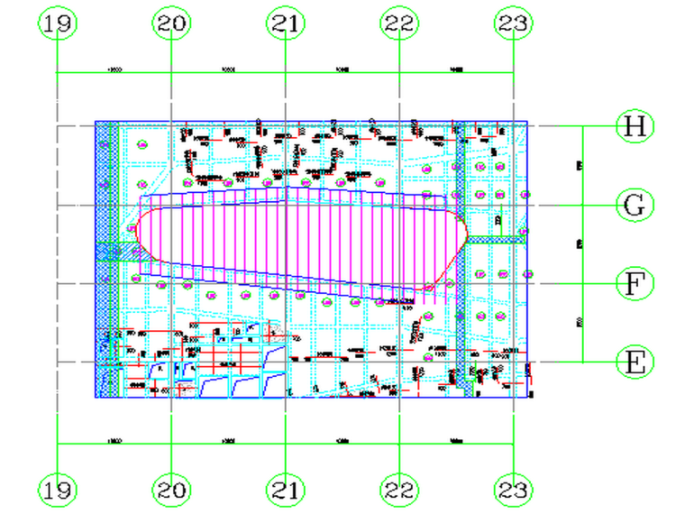 商业裙楼中庭位置屋面模板施工方案（61页）-2中庭空洞支模施工平面布置