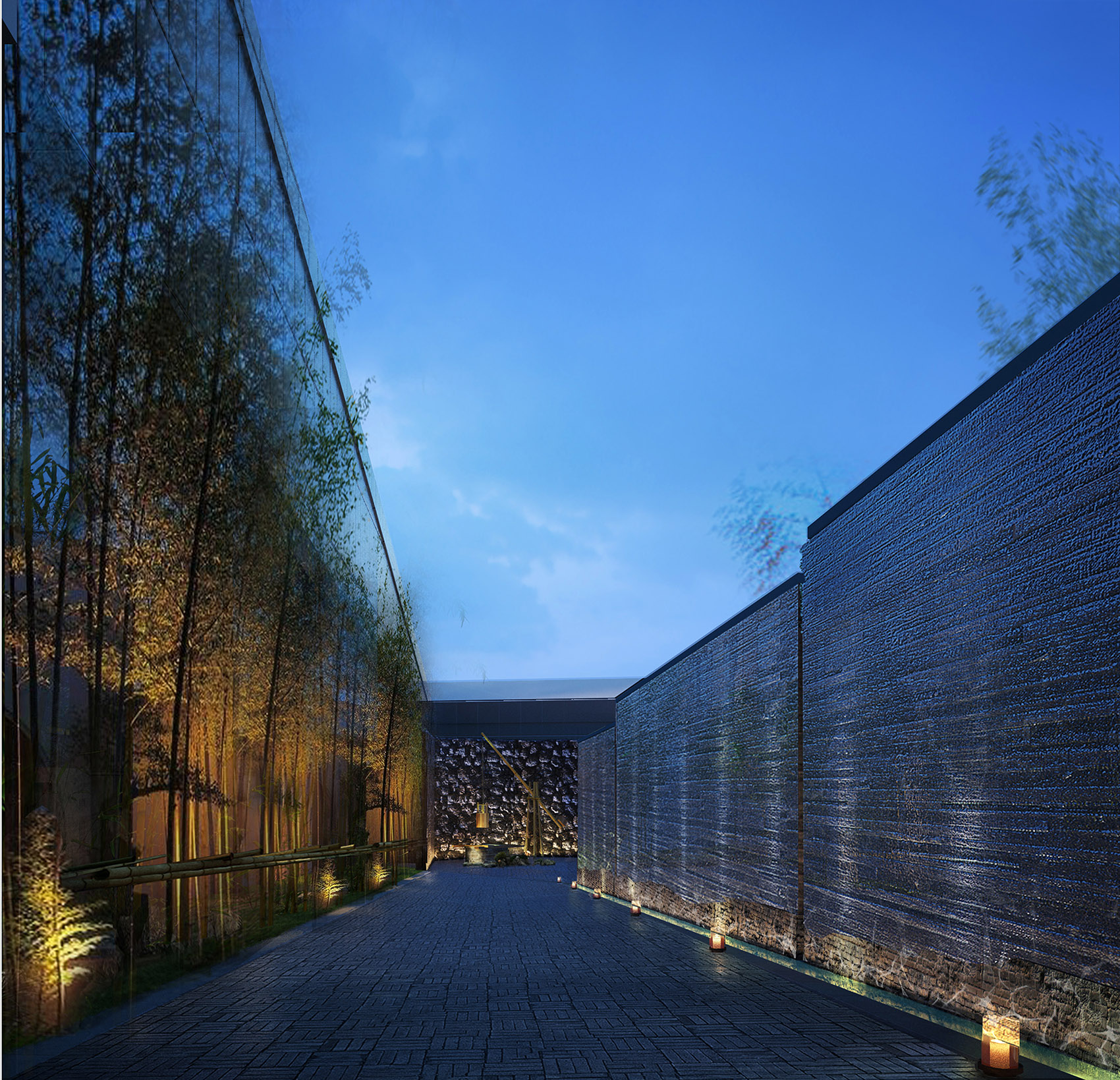 福州明谷行馆温泉酒店外部夜景实景图