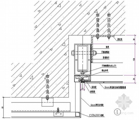 幕墙边立柱安装节点资料下载-玻璃幕墙水平收边节点详图