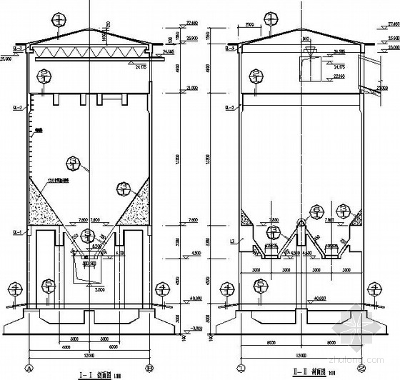 12米高混凝土景墙资料下载-直径12米钢筋混凝土圆筒仓结构施工图