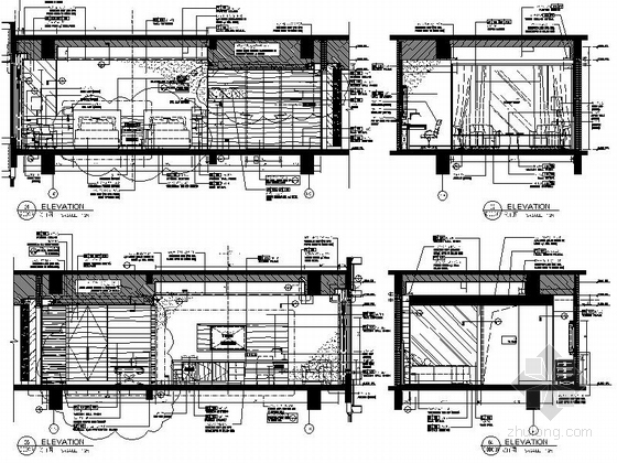 [广东]花都高档现代风格五星酒店客房室内装修施工图（含实景图）-[广东]花都高档现代风格五星酒店客房室内装修施工图立面图