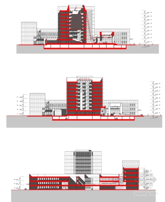 [吉林]新古典风格高级人民法院综合楼建筑设计方案文本-新古典风格高级人民法院剖面图