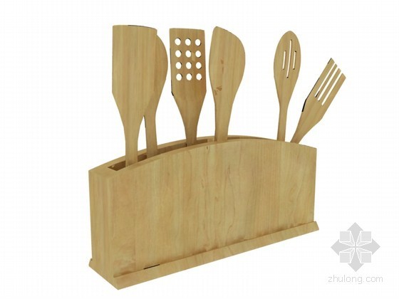 厨房用具3D模型资料下载-木质炊具3D模型下载