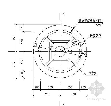 树池剖面大样资料下载-圆形树池施工大样