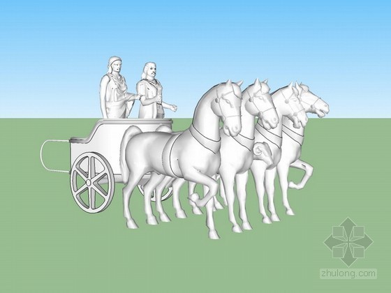 雕塑SketchUp模型资料下载-战马雕塑sketchup模型下载