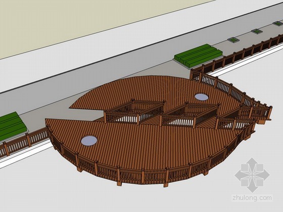 sketchup模型桥资料下载-八卦栈桥sketchup模型下载