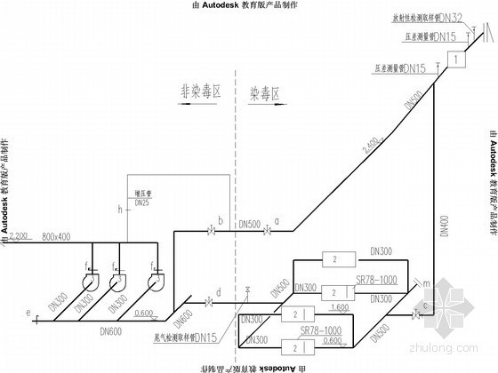 [湖南]高档住宅区地下室人防设计施工图-进风系统控制图 