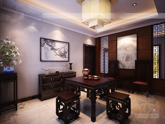 新中式茶室CAD资料下载-中式茶室3D模型下载