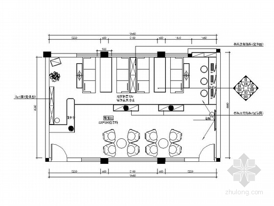 高校施工图资料下载-[湖南]某高校休闲舒适书吧室内设计CAD施工图（含效果图）