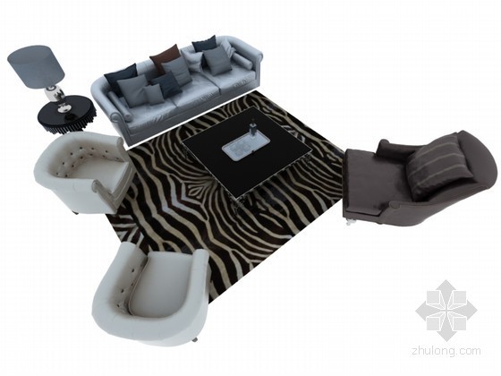 成都简约欧式连锁火锅资料下载-简约欧式沙发3D模型下载