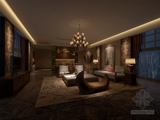 东南亚风格客厅3d模型资料下载-东南亚风格特色客厅3d模型下载