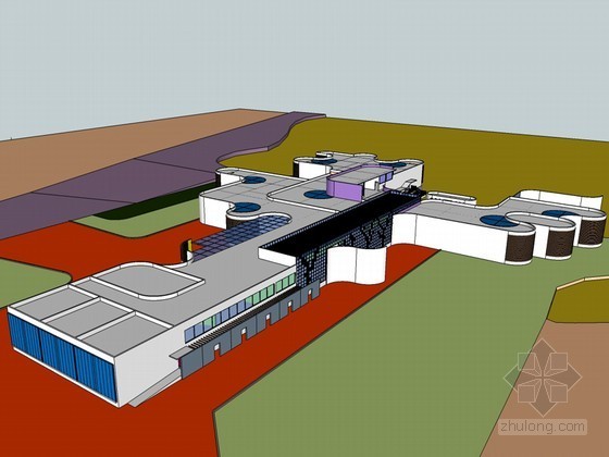 十和田市现代美术馆分析资料下载-美术馆建筑SketchUp模型下载