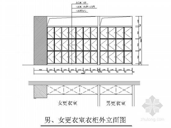 [福建]某保龄球馆室内装修施工图-男女更衣室立面