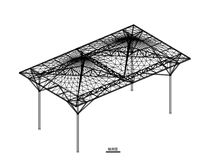 加油站膜结构施工图（CAD、13张）-轴测图