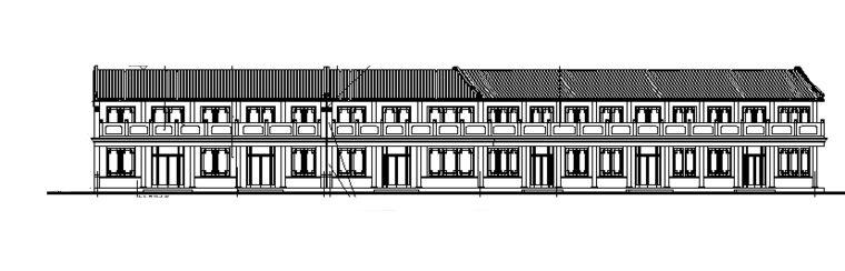仿古酒店建筑施工图CAD资料下载-两层仿古街建筑施工图