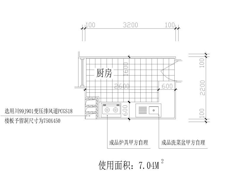 上海小户型loft装修资料下载-小户型厨房装修设计CAD施工图纸