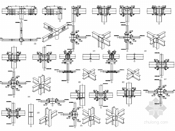 [山西]三层钢框架结构洗煤车间建筑结构图-第7层节点平面布置图