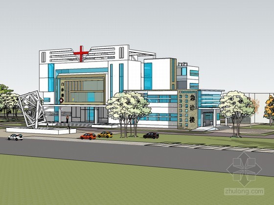 急诊楼CAD下载资料下载-医院急诊楼SketchUp模型下载