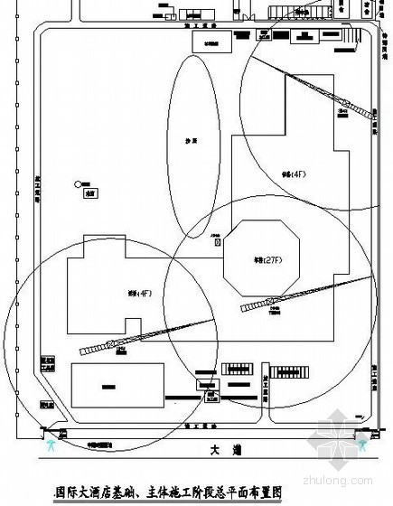 南京施工现场九牌二图资料下载-[中建]酒店工程施工现场总平面布置图
