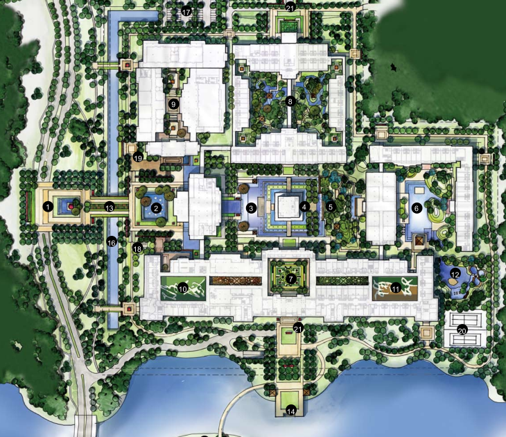 小区景观深化方案设计资料下载-[海南]鸿洲新城酒店景观深化概念方案设计-AECOM（中式，京剧主题）
