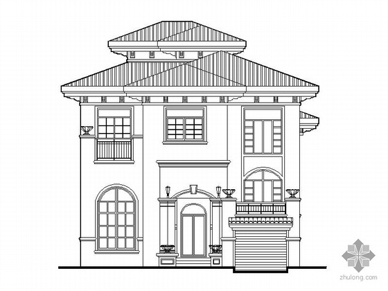 别墅欧式建筑施工图资料下载-[江西]某三层欧式别墅建筑施工图
