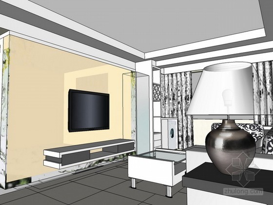 sketchup现代餐厅资料下载-现代风格家居室内场景sketchup模型下载