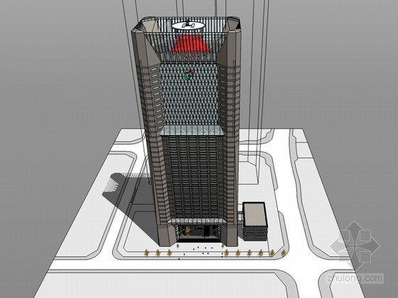 高层办公建筑消防资料下载-时尚高层办公建筑SketchUp模型下载