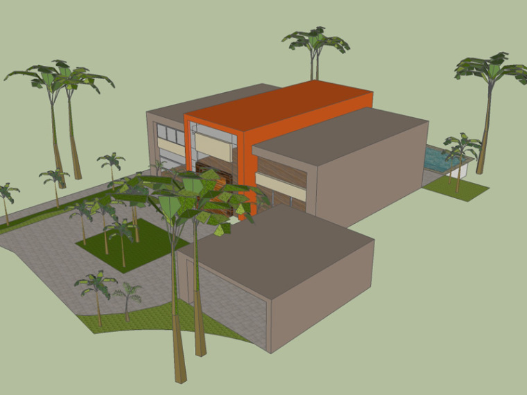 私家别墅建筑模型资料下载-现代别墅建筑SketchUp模型下载