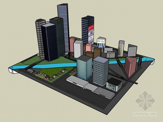 城市公园sketchup资料下载-高层城市建筑SketchUp模型下载