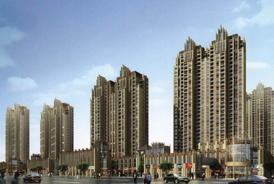 [内蒙古]欧式风格住宅区规划及单体设计方案文本-住宅区效果图