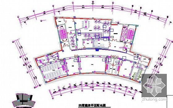 [重庆]青少年活动中心装饰及安装工程预算书(屋顶花园详细施工图纸)-四层插座配电图