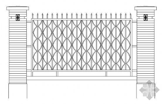 以方形图案为主的铁栅资料下载-铁栅围墙-5