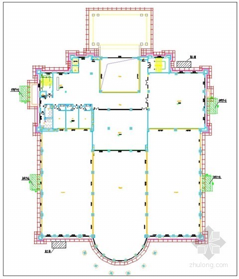 [广东]运动中心落地式钢管外脚手架专项施工方案（37.53m）-脚手架平面图 