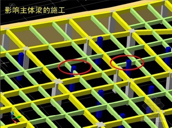 BIM 技术在甲级写字楼及五星级酒店综合项目中的应用实践-一区的钢格构柱与主体梁的碰撞 